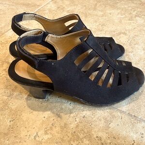 Comfort Plus by Predictions Black Cutout Slingback Heels